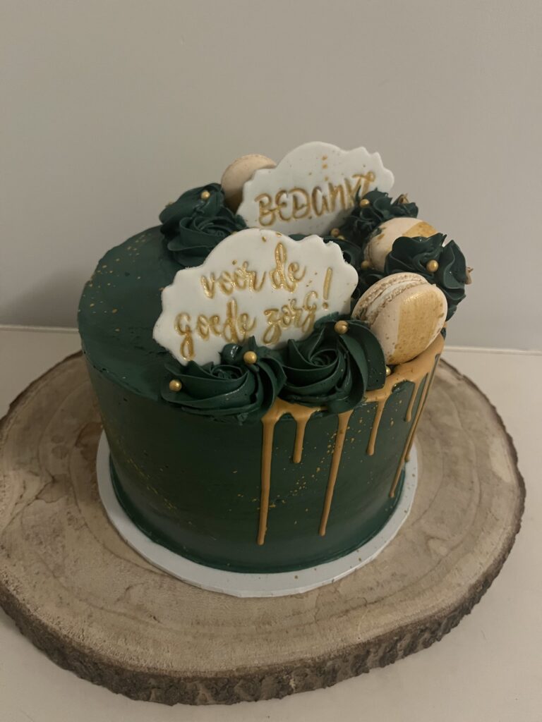 Groene bedankt taart